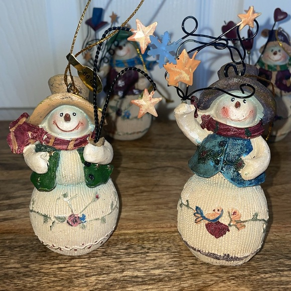 💙VTG whimsical Snowman Set of 4 - Picture 7 of 11